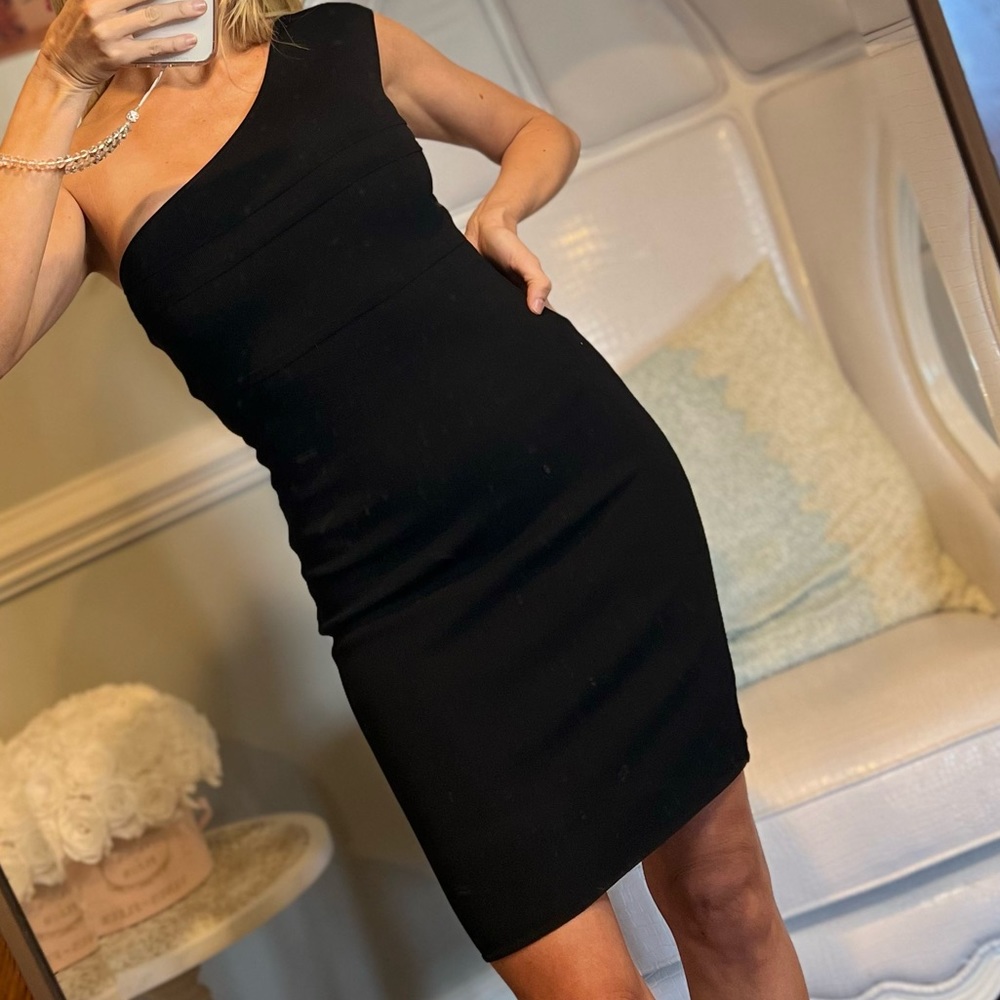 Saint Laurent Paris 🖤 Black One Shoulder Mini Dress - Picture 4 of 5